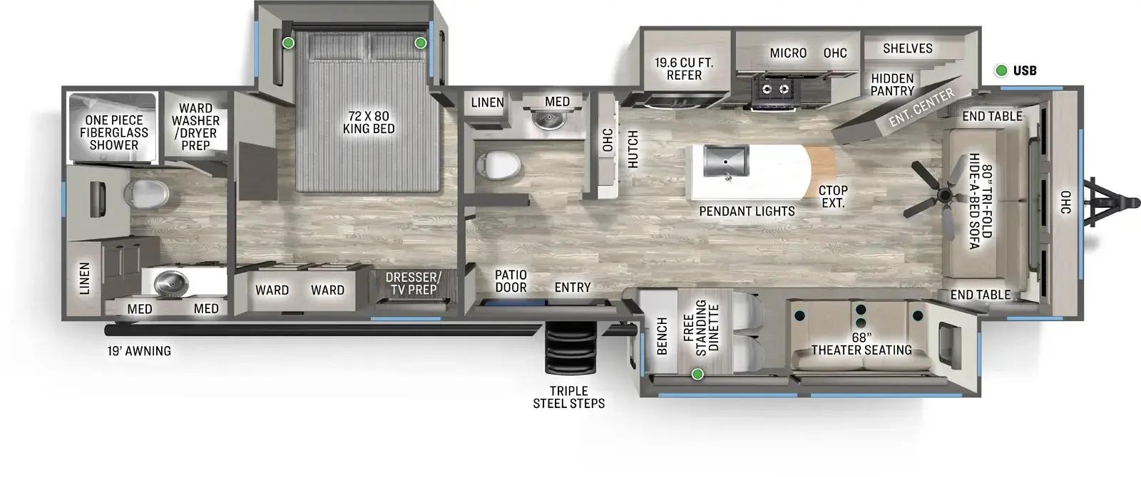 2027 Forest River Sierra Destination 389HBFL floorplan