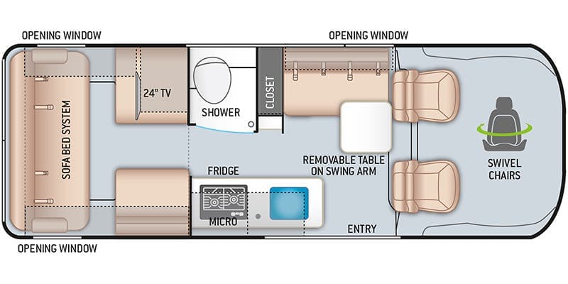 2022 Thor Motor Coach Tellaro 20J - POP TOP floorplan