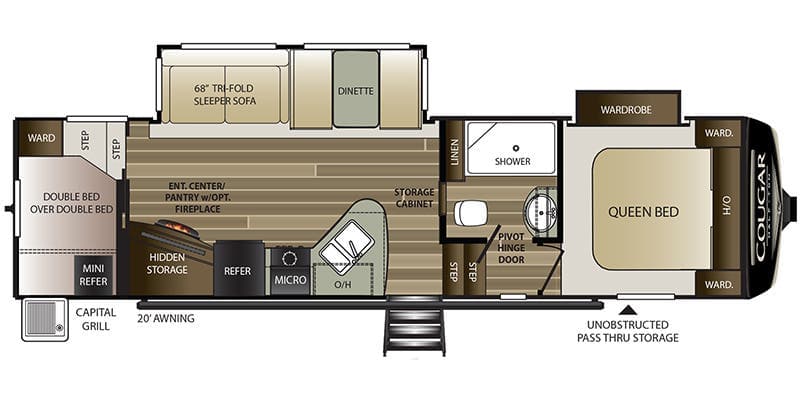 2019 Keystone Cougar Half-Ton West 29RDBWE floorplan