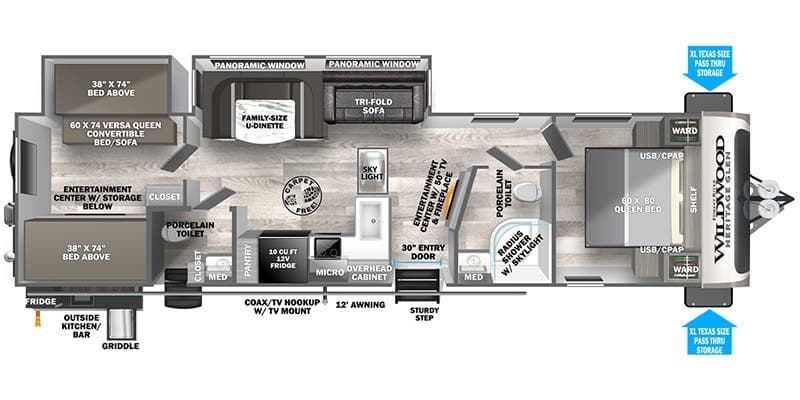 2023 Forest River Wildwood Heritage Glen 314BUD floorplan