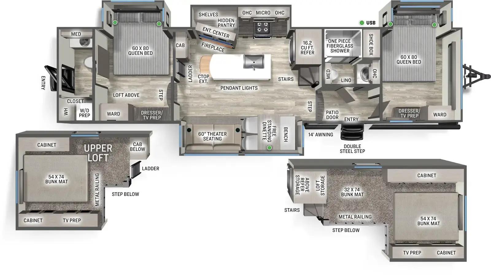2027 Forest River Sierra Destination 41DUPLEX floorplan