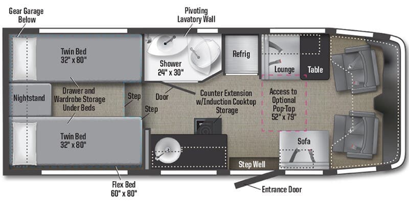 2026 Winnebago EKKO Sprinter 23B floorplan