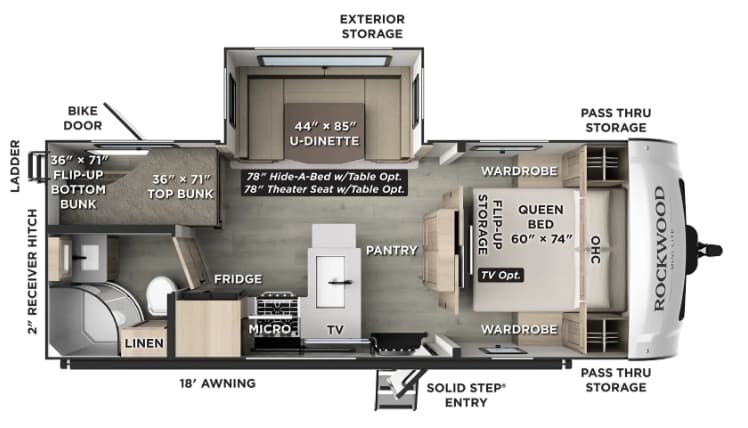 2027 Forest River Rockwood Mini Lite 2520BH floorplan