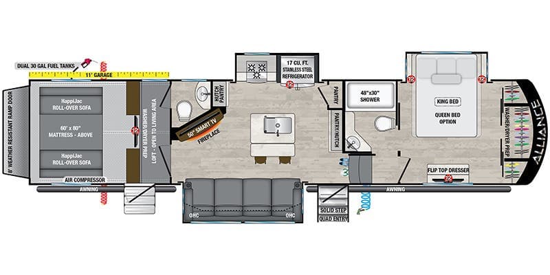 2023 Alliance RV Valor 36V11 floorplan