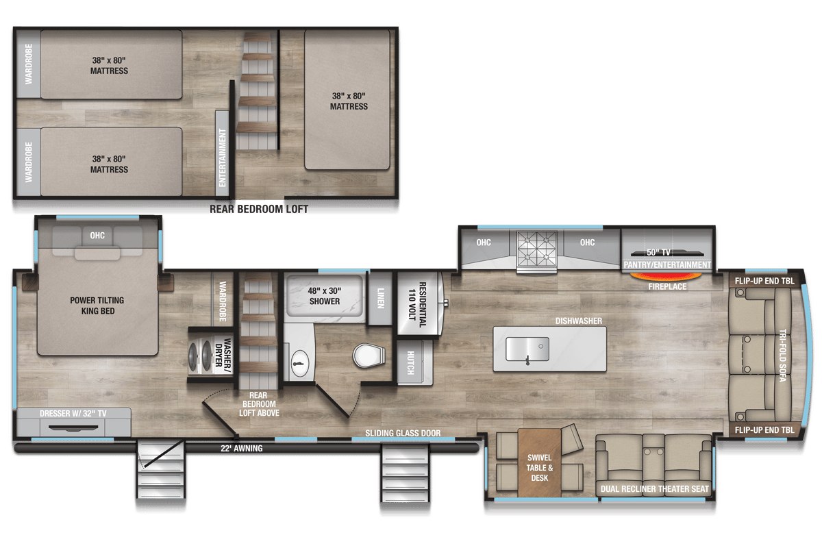 Alliance RV Benchmark 42LFT floorplan