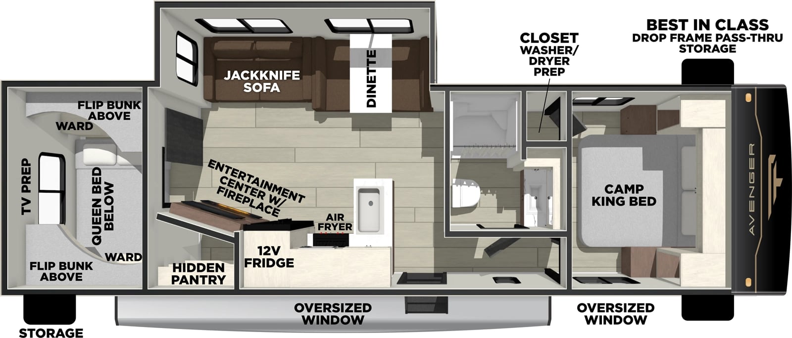 Prime Time Avenger 28QBS floorplan