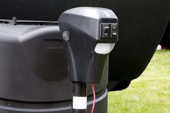Electric power tongue jack installed on a trailer