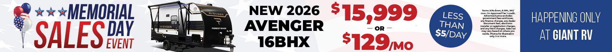 Travel Trailer (2026 Avenger 16BHX) - Web Banner2