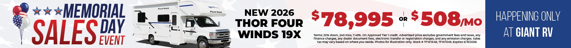 Motorhome (2026 Thor Four Winds 19X) - Web Banner2